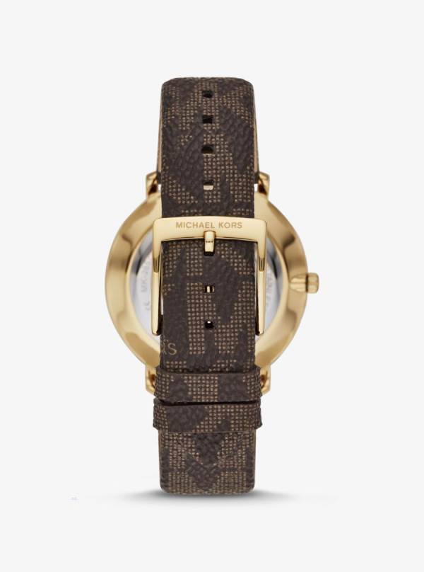 Damske Gold-tone Hodinky Michael Kors Pyper Logo and Hnede - Hodinky Michael Kors Nejlevnejsi | AGIBH-6719
